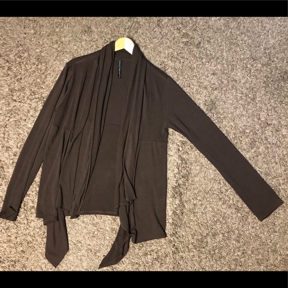 Dark brown open front light cardigan